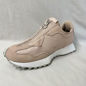New Balance 327 Pink Suede Nylon Zip Up Sneaker Shoes Women's 8.5